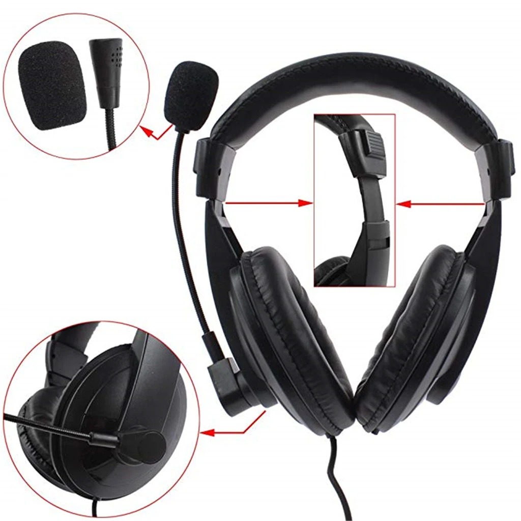 Wired Earphone Mic - Professional Noise Cancelling Overhead Headphones With