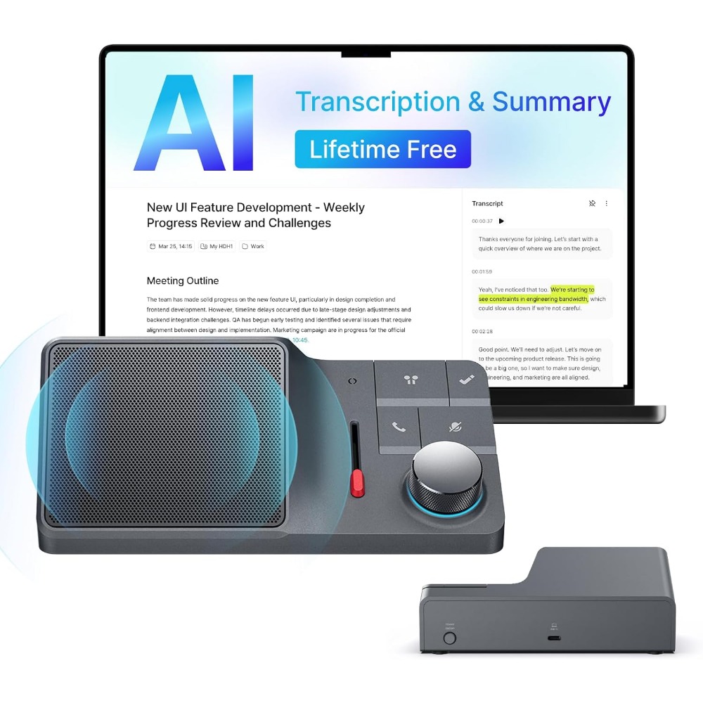 Noise Cancelling Headphone - AI Conference Speakerphone with Bluetooth Connectivity,