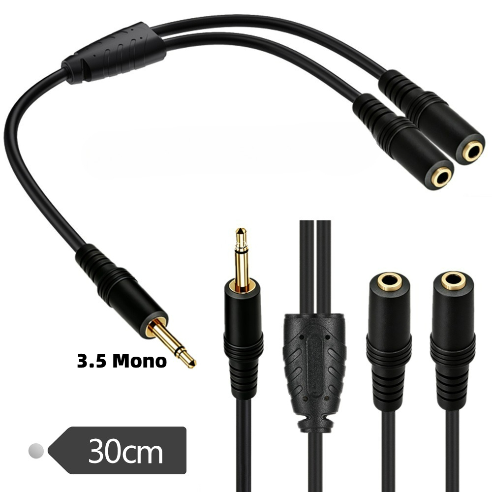 Earphone Splitter Jack - 3.5mm TS Mono Male To Dual