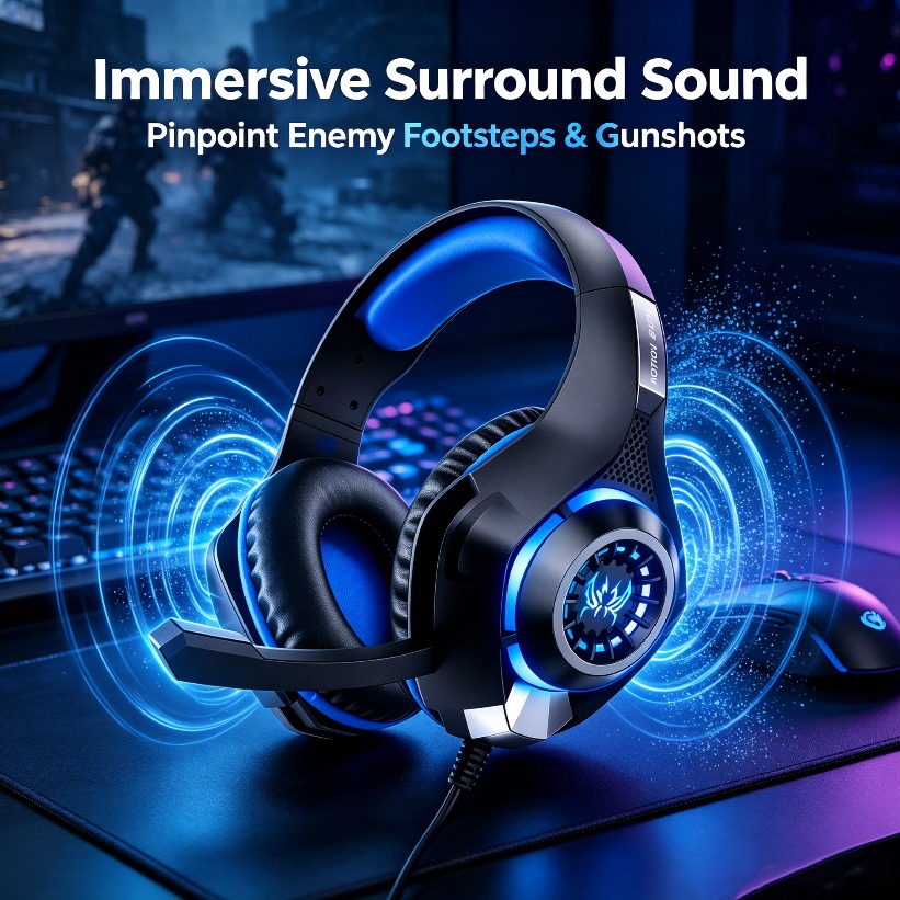 Gaming Headset Rgb - LED Gaming Headphones with Mic RGB