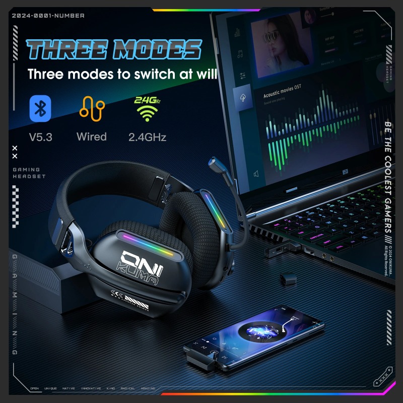 ONIKUMA GT808 Wireless Gaming  - огляд і ціна Gaming Headset Rgb