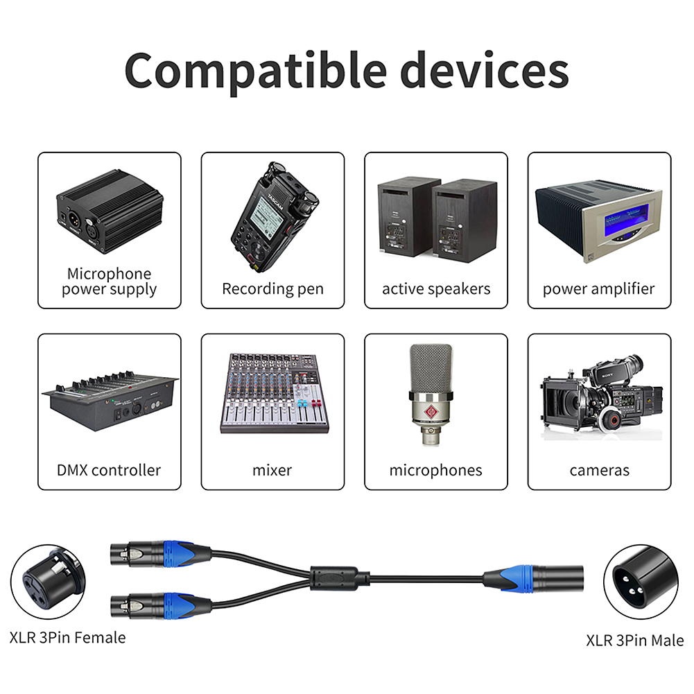 50cm 1 XLR Female To 2 XLR Mal - огляд і ціна Audio Splitter Y