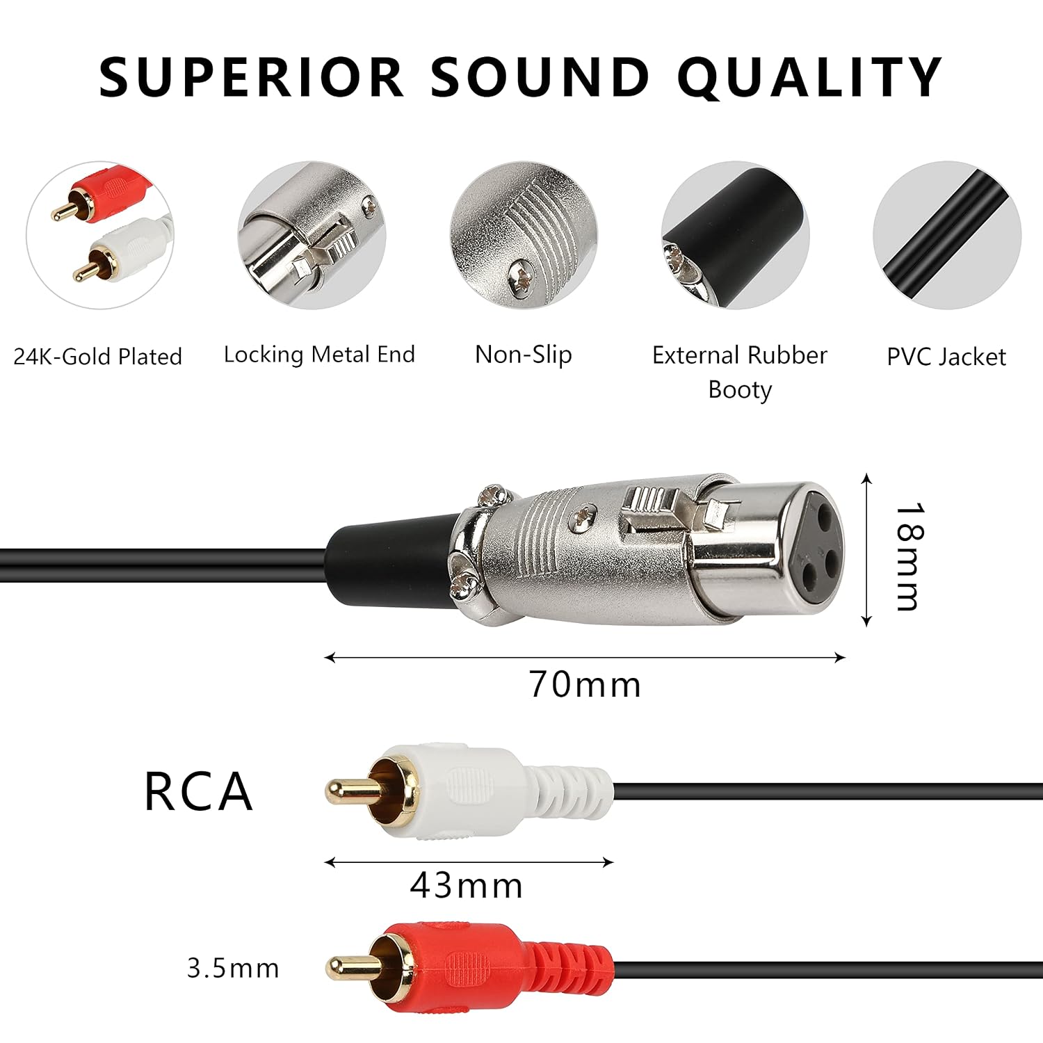 XLR Female to Dual RCA Male St - огляд і ціна Audio Splitter Y