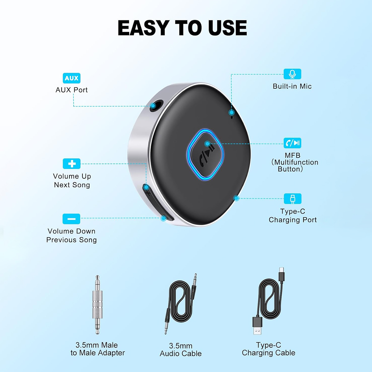 Car Bluetooth AUX Adapter, Min - огляд і ціна Bluetooth Adapter Receiver