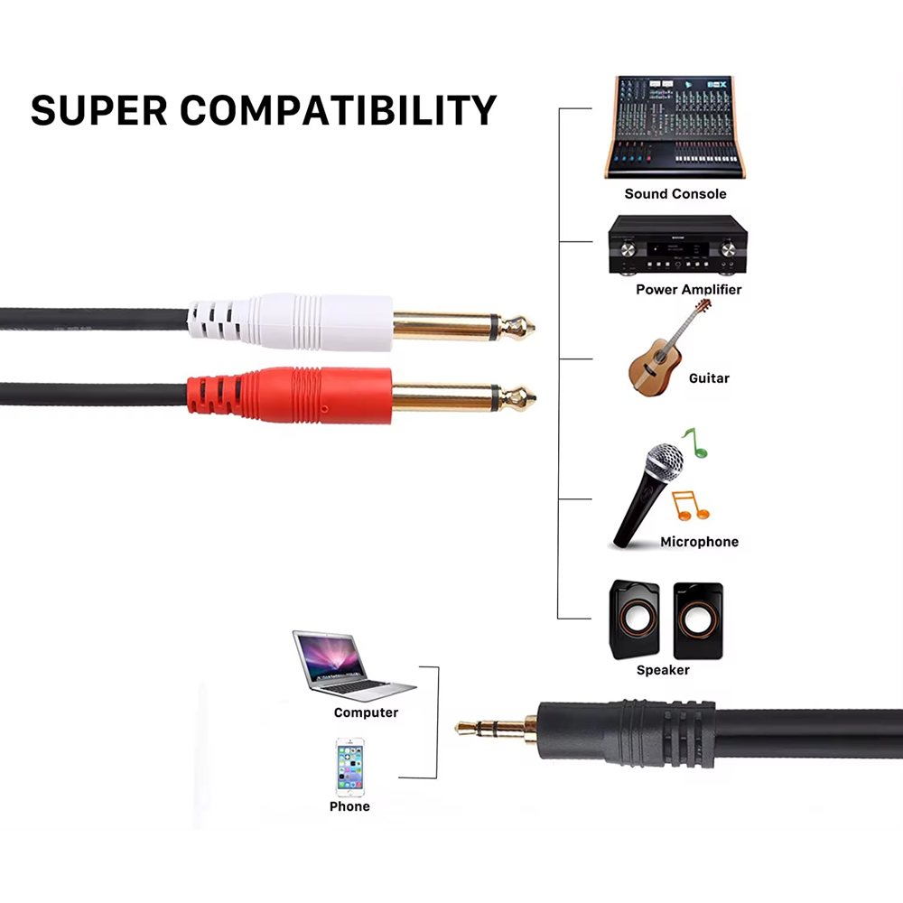 3.5mm TRS to Dual 6.35mm TS Y  - огляд і ціна Audio Splitter Y